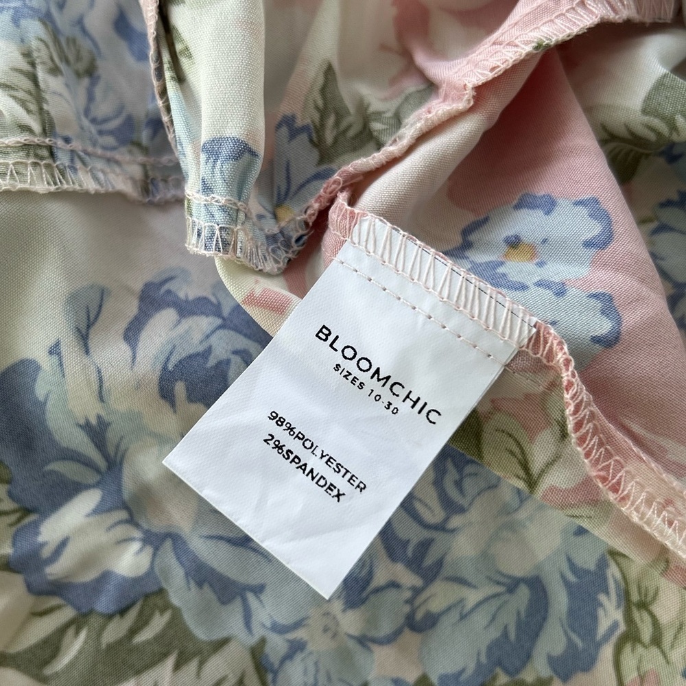 NWT!Floral Pink & Blue Off/On Shoulder Pocket Dress Size 10 or Medium - Picture 9 of 9